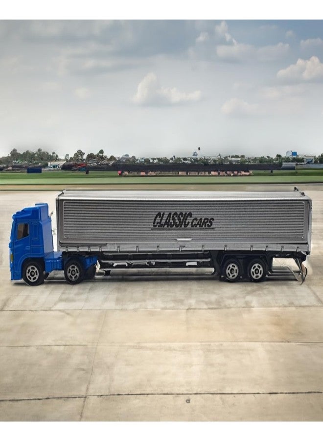 MINIMOTO Mini Trailer Truck in Die Cast Alloy Metal Heavy Duty Truck Toy 1:64 Scaled Model | Mini Vehicles Transport Toys for Kids Boys Adult Men | Collectables & Realistic Design Free Wheel in Blue - Image 5